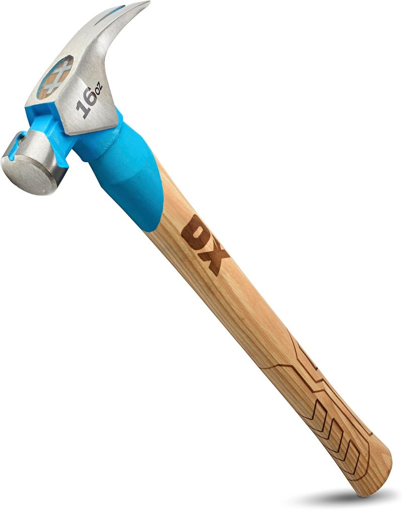 Ox Pro 16-Ounce Smooth Face Framing Hammer | Straight Hickory Handle - Image 1